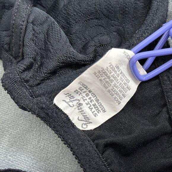 Vintage Vanity Fair Bra Size 34B 75-152 Black Semi Sheer Jacquard Lace Unlined - Picture 9 of 9